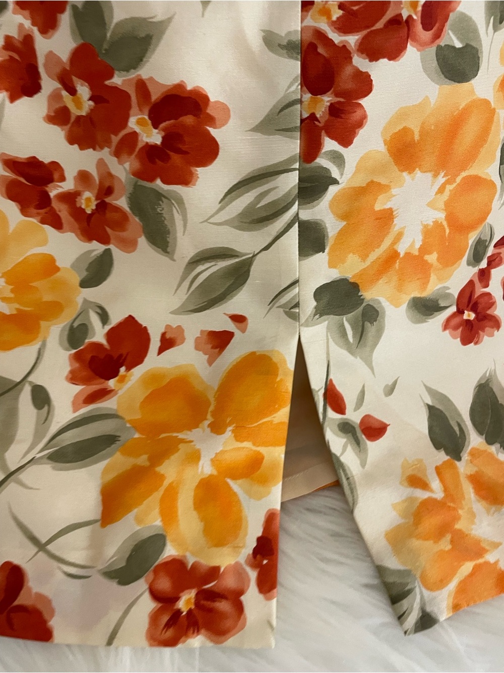 Liz Claiborne Vintage Cream Fit-and-Flare Dress with Orange & Red Floral Print - Picture 3 of 10
